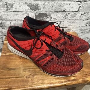 EUC Nike Flynit Trainer Running Shoes Size 13 University Red Black (AH8396-601)